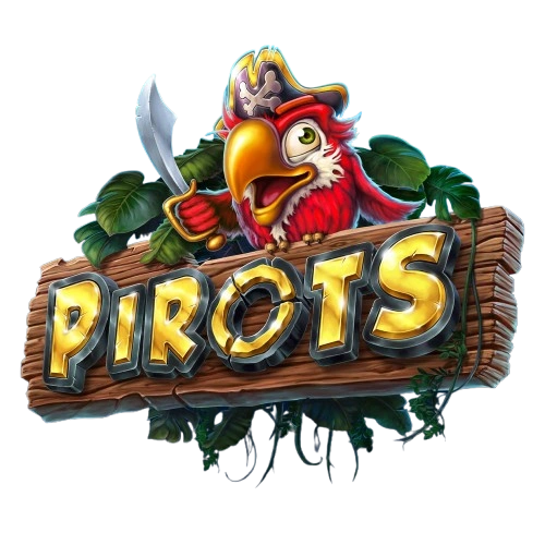 Pirots 4 slot logo featuring pirate parrot with cutlass by ELK Studios