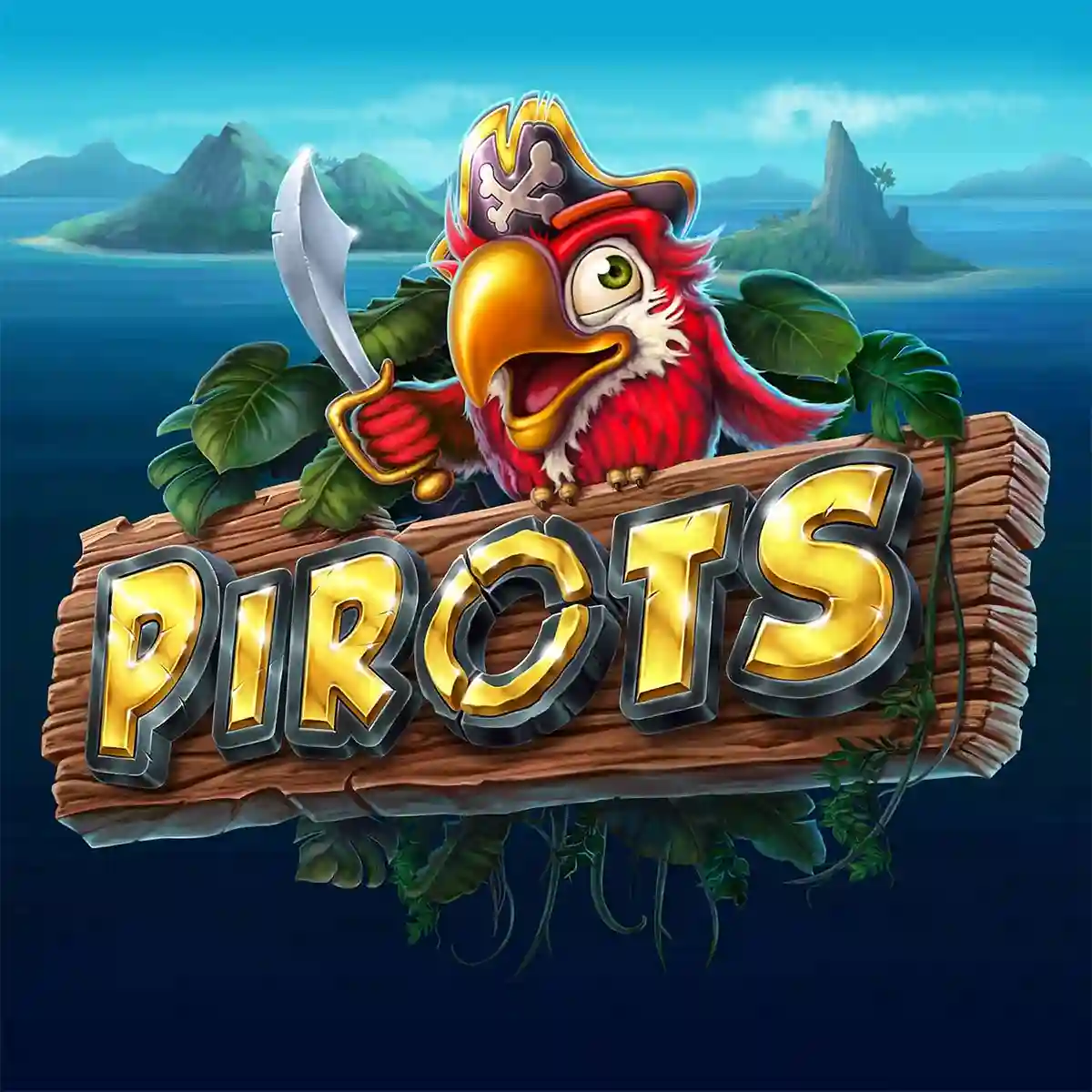 Main Pirots 4 slot logo on tropical ocean background