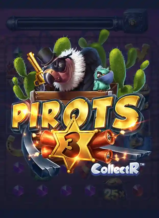 Pirots 4 slot screen showing pirate birds and treasure chest